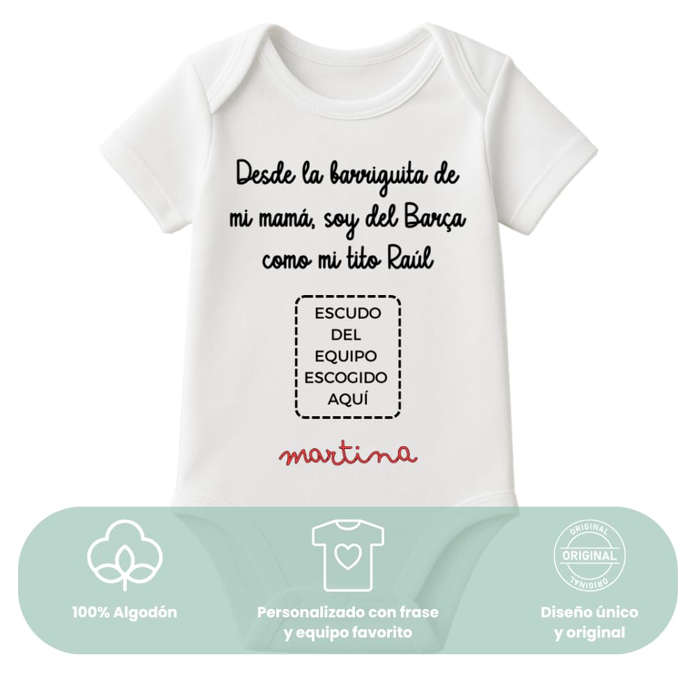 Body bebé personalizado barriguita fútbol